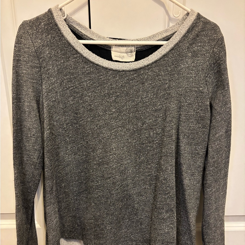 Anthropologie Everleigh Lace Up Back Pullover Sweater Womens Size M Gray Top